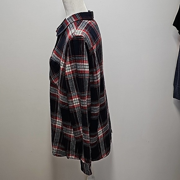 Natural Reflections Women's Button Front Flannel Shirt Navy Green Red Size XL - Picture 3 of 8
